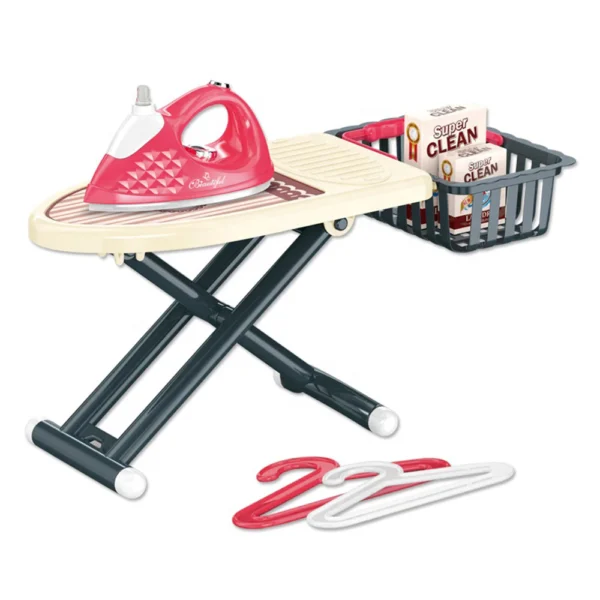 Kids Pretend Ironing Board Playset Includes Iron and Accessories for Imaginative Play