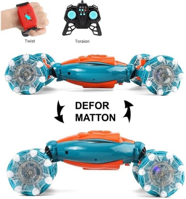 360 Degree Twisting Car Toy with Hand Gesture Control, Remote Control, Spray Release, and Bright Colors - Image 3