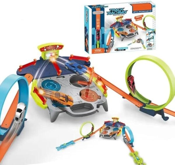 Jo Baby Track Racing Set 360 Twist & Turn with Light, Music & 2Pc Car Launcher Track Set for Kids