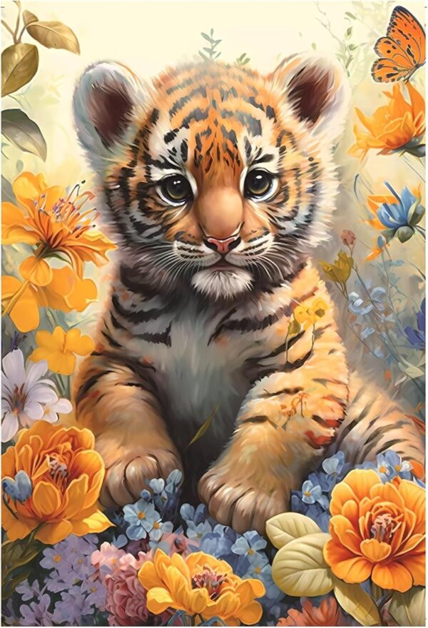 Jigsaw Puzzles for Adults 300 Pieces Cute Tiger Flower Grove Jigsaw Puzzles Families Games Toy for Best Gifts Home Art Decor