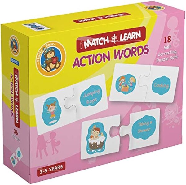 Fluffy Bear Action Words Puzzle - Multi Color boy toys, girl toys, birthday gift, Christmas gift, growth, fun, for kids.