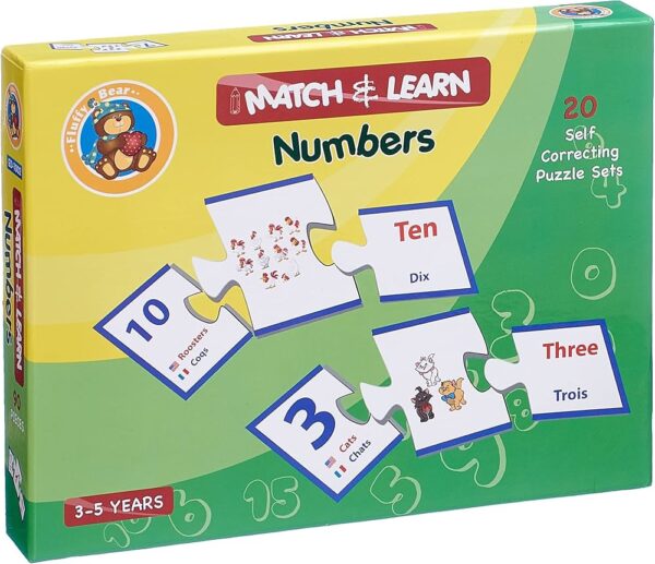 Fluffy Bear Match And Learn Numbers - 20 Self Correcting Puzzle Sets