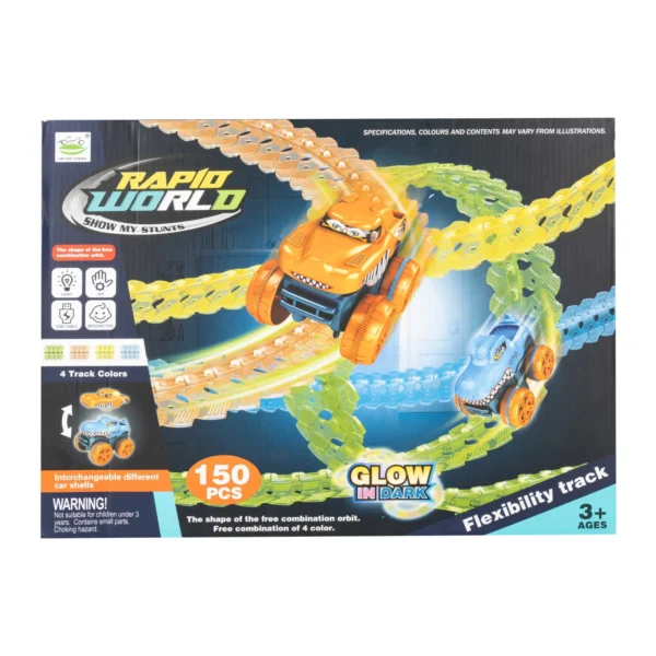 Car Race Track Toys Set, Flexible Train Track with 2 Racing Cars