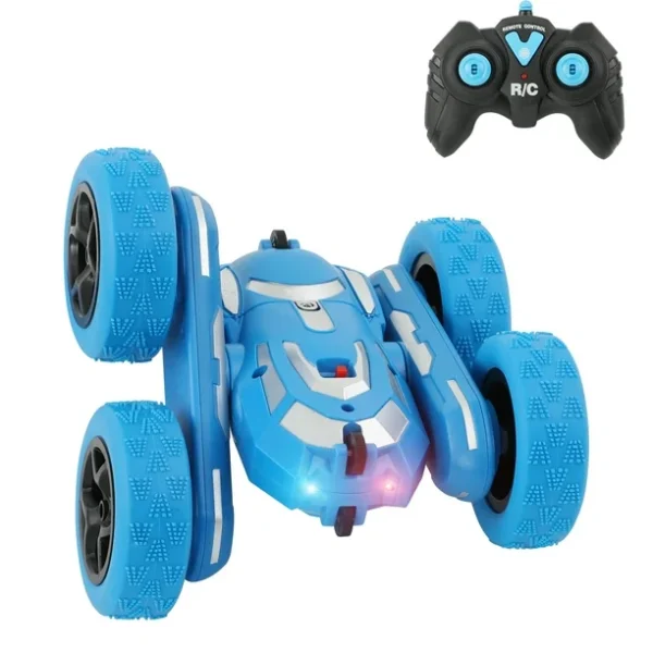 Remote Control Car for Boys Girls Double Sided 360° Rotating RC Stunt Car for Kids 2.4GHz RC Cars with Headlights Blue - Image 4