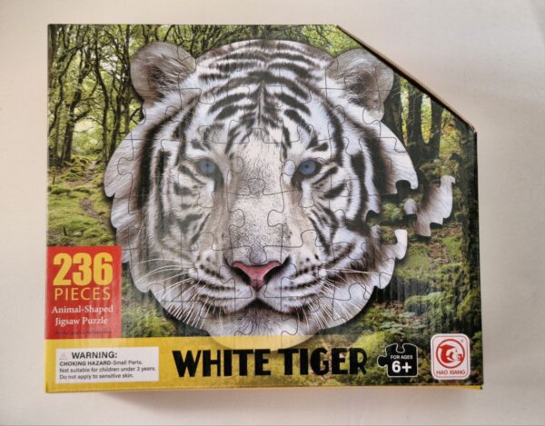 Animal Shaped Jigsaw Puzzle: White Tiger 236 pcs