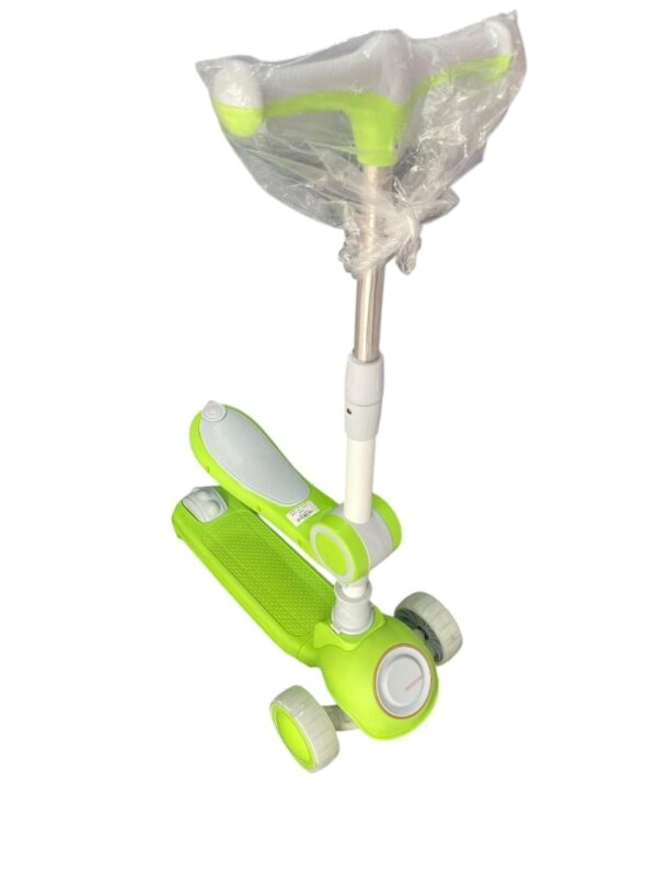 The Latest Sitting and Sliding Two-in-One Scooter Fold-Able with Music Light (white - green - black) - Image 2