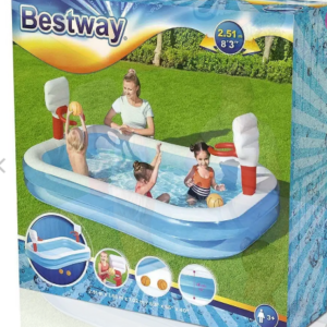 Bestway Rectangular Inflatable Family Pool with 2 Built-in Basketball Baskets
