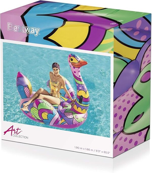 Bestway Inflatable Ostrich Pool Float, Ride-On Toy with Pop-Art Design